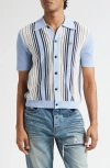 Amiri Script Stripe Viscose Shirt In Blue