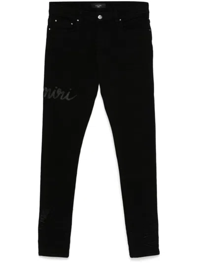 Amiri Script-logo Skinny Jeans In Black