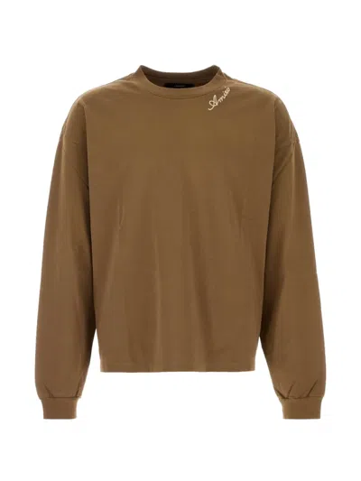 Amiri Script Oversized Long Sleeve Tee In Brown
