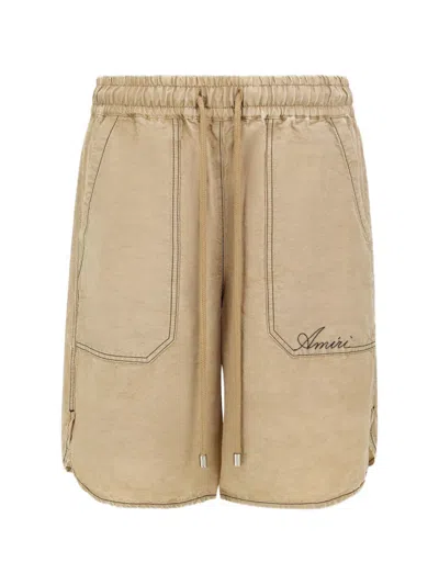 Amiri Script Shorts In Neutral