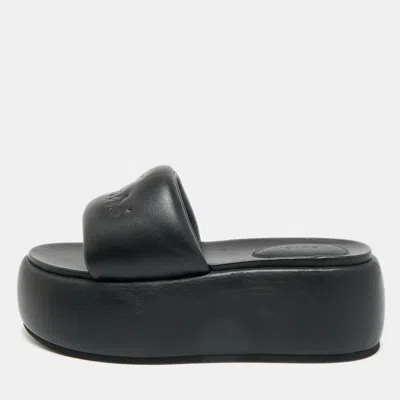 Pre-owned Amiri Script Size 37 Black Leather Platform Sandals