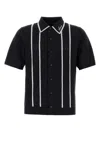 Amiri Script Stripe Shirt Contrast Piping In Black