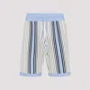 Amiri Script Stripe Knitted Shorts Drawstring In Blue