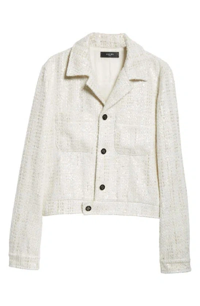 Amiri Sequin-embellished Tweed Jacket In Nude