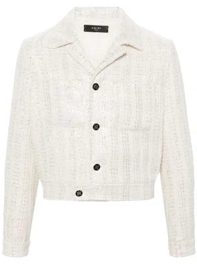 Amiri Sequin-embellished Tweed Jacket In Neutrals