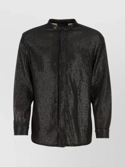 Amiri Sequin Embellishment Stretch Polyester Shirt In Black