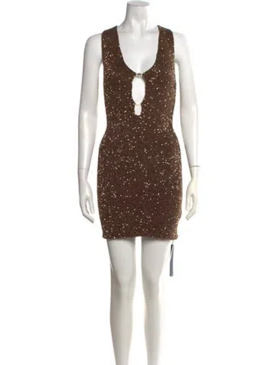 Pre-owned Amiri Sequin Mini Dress W/ Tags In Brown