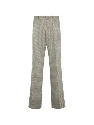 Amiri Sequin-embellished Houndstooth-pattern Trousers In Gray