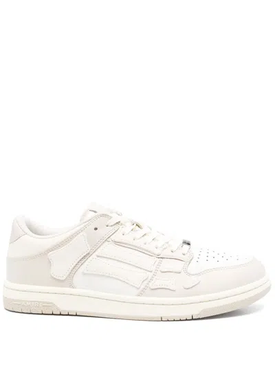 Amiri Sewn Skeleton Leather Applique Sneaker With Two-tone Rubber Sole In Orange