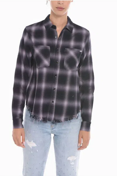 Amiri Shadow Plaid Button-down Shirt In Lavendar In Brown