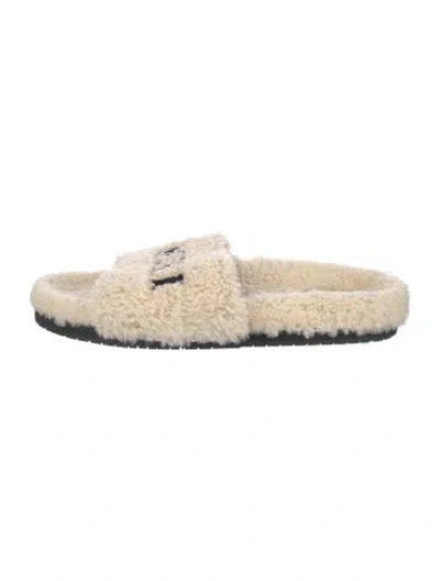 Pre-owned Amiri Shearling Graphic Print Slides In Neutrals