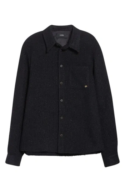 Amiri Shimmer Bouclé Button-up Shirt In Black