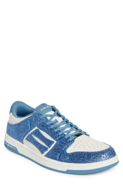 Amiri White & Blue Shimmer Skel Top Low Sneakers In White/ Blue