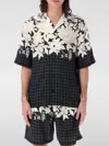 Amiri 'garden' Black Bowling Shirt With Cuban Collar And All-over Floral Print In Black