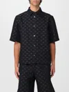 Amiri Mens Quad Monogram-jacquard Short-sleeve Cotton And Wool-blend Shirt Black In Black