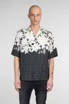 Amiri Garden Black Bowling Shirt With Cuban Collar And All-over Floral Print In Tech Fabric Man In Black