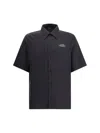 Amiri Mens Black Spirit Logo-patch Woven Bowling Shirt
