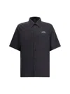 Amiri Mens Black Spirit Logo-patch Woven Bowling Shirt