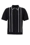 Amiri Script Stripe Shirt Contrast Piping In Black