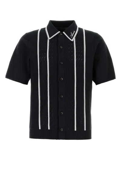 Amiri Script Stripe Shirt Contrast Piping In Black