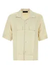 Amiri Embroidered Satin Shirt With Chest Pockets In Beige O Tan