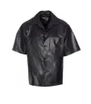 Amiri Short Sleeve Leather Jacket With Chest Pocket In Black