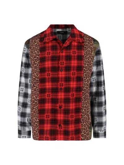 Amiri Button-down Shirt With Structured Collar In Vibrant Red In Multi