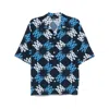 Amiri Blue Viscose Ma Quad Bowling Shirt In Multicolor