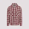 Amiri 'shotgun' Beige Shirt With Logo Print On Front And Rear And  All-over Check Motif