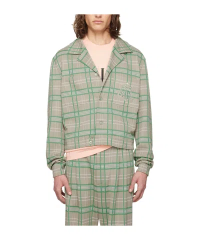 Amiri Short Checkered Casual Jacket In Green