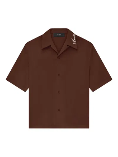 Amiri Short-sleeve Camp-collar Shirt In Brown