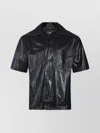 Amiri Short Sleeve Leather Jacket With Chest Pocket In Black
