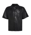 Amiri Short Sleeve Leather Jacket With Chest Pocket In Black