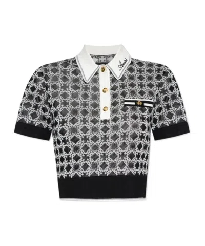 Amiri Short Sleeve Polo Shirt In Gray