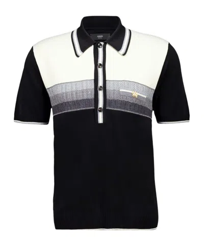 Amiri Short Sleeve Polo Shirt In Black
