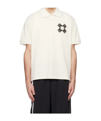 Amiri Off-white Embroidered Ma Quad Polo In Alabaster