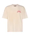 Amiri White Crewneck T-shirt With Logo Lettering On Front And Rear In Cotton Man In Pink