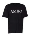 Amiri Men Black Crewneck T-shirt With Logo Lettering Print On The Front In Cotton Man In Black