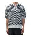 Amiri Mohair Checkerboard Polo Shirt In Black