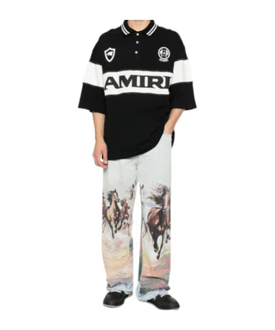 Amiri Sport Oversized Polo Shirt In Black