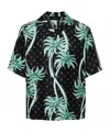Amiri Multicolor Bowling Shirt With Cuban Collar And All-over Print In Black