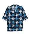 Amiri Blue Viscose Ma Quad Bowling Shirt In Black