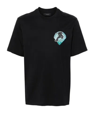 Amiri Mens Black Brand-embellished Crewneck Cotton-jersey T-shirt