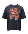 Amiri 'ma Eagle'  Black Crewneck T-shirt With Maxi Logo Print On The Front And Maxi Logo Lettering On The In Black