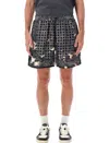 Amiri Bleach Bandana Silk Shorts In Black