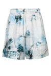 Amiri Tropical Print Lightweight Shorts With Elastic Waistband In Blue