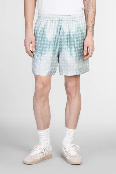 Amiri Quad Bleached Viscose Shorts In Light Blue