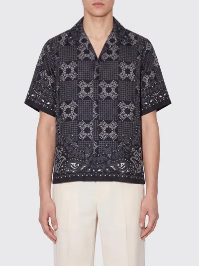 AMIRI AMIRI SHORT-SLEEVE SILK SHIRT WITH PAISLEY PRINT AND CUBAN COLLAR