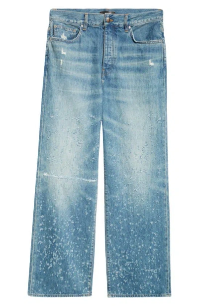 Amiri Shotgun Distressed Denim Baggy Jeans In Crafted Indigo