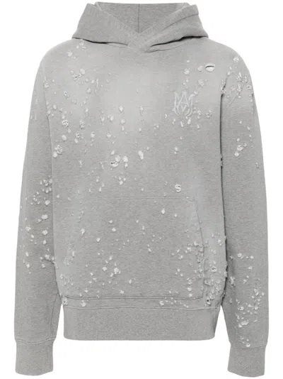 Amiri Ma Shotgun Embroidered Hoodie In Grey